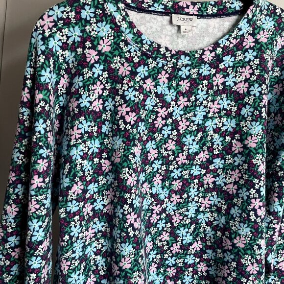 J. Crew Floral French Terry Sweatshirt Size L Blue Green NWOT - Picture 11 of 14